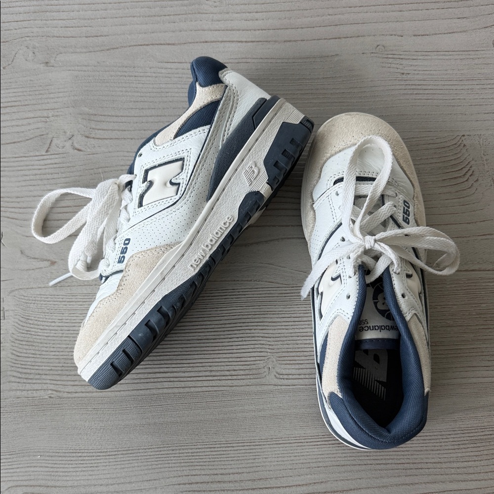 New Balance 550 White Navy and Beige Sneakers